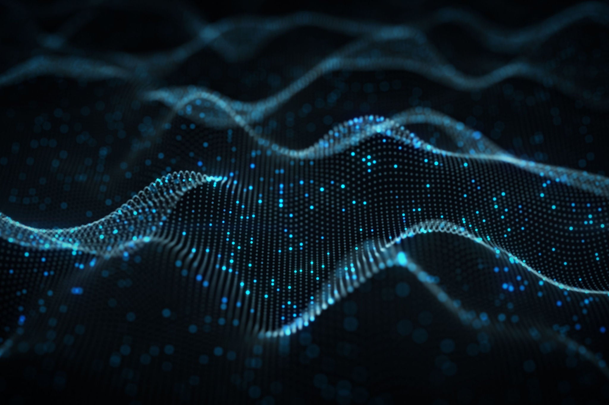 Futuristic blue neural network rendered with DOF