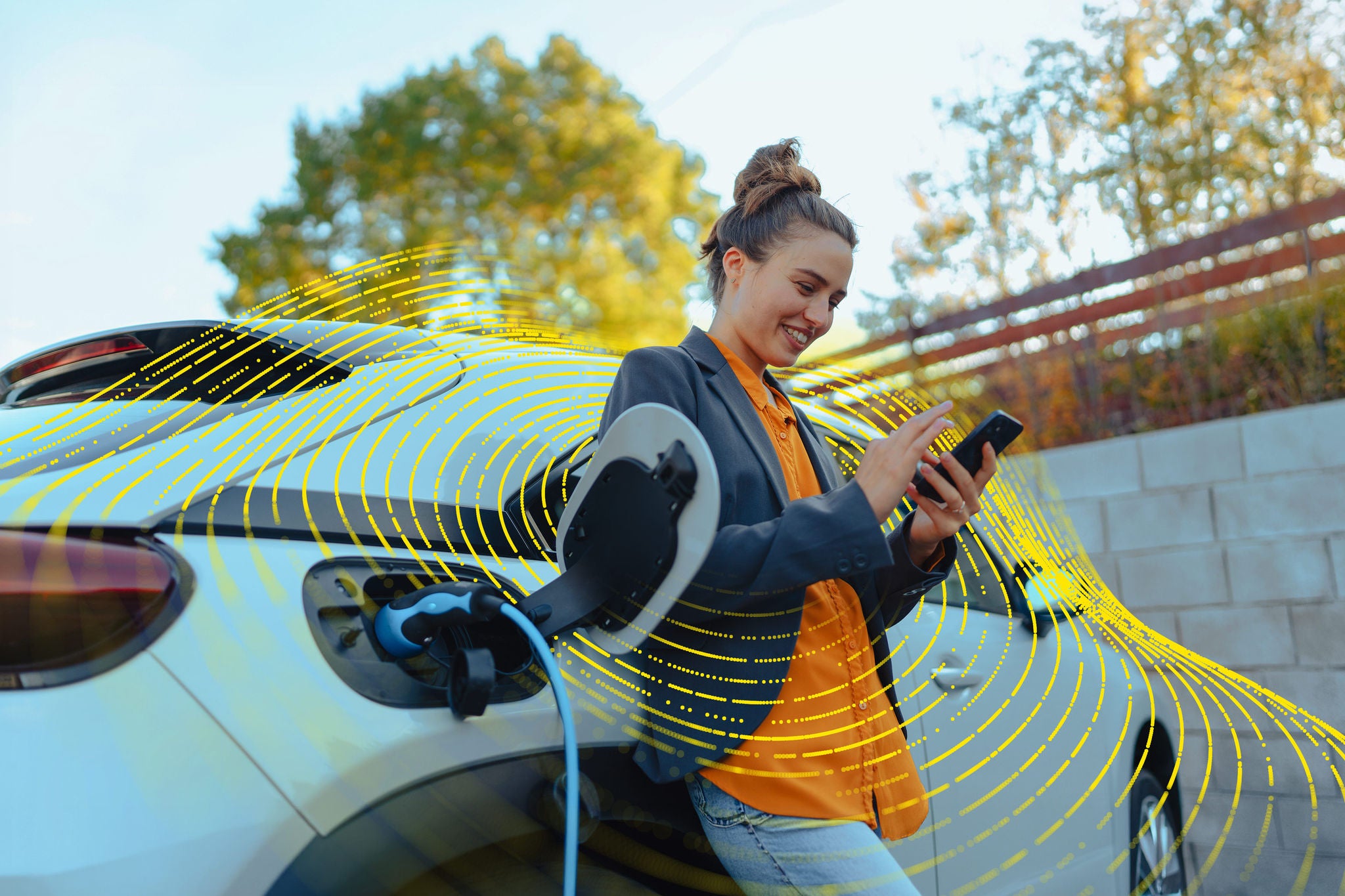 Smart electric vehicle charging with mobile app control at home