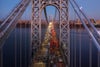 Aerial view of the evening rush hour traffic on George Washington Bridge, as viewed from New Jersey