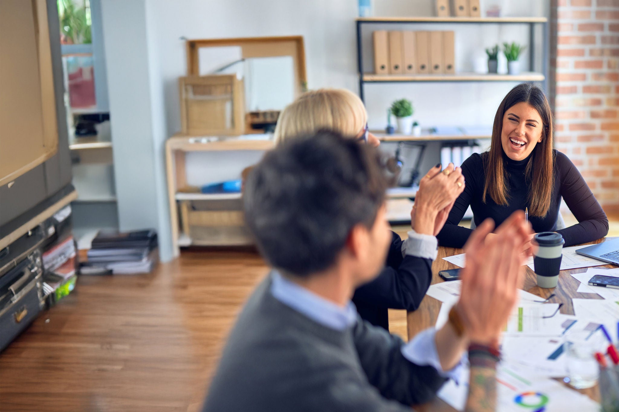 Group of business workers smiling happy and confident.