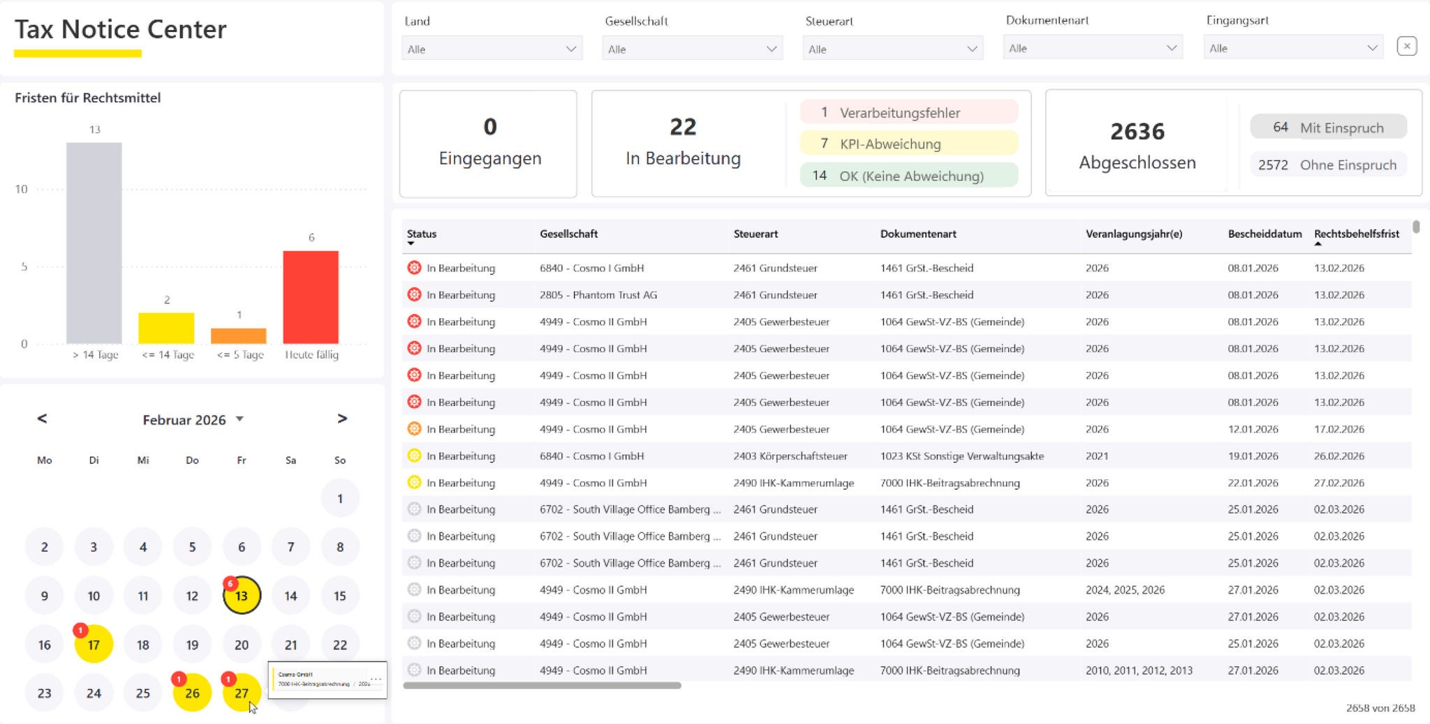 EY Tax Notice Center: intelligentes Fristenkontroll- und Bescheidmanagement.