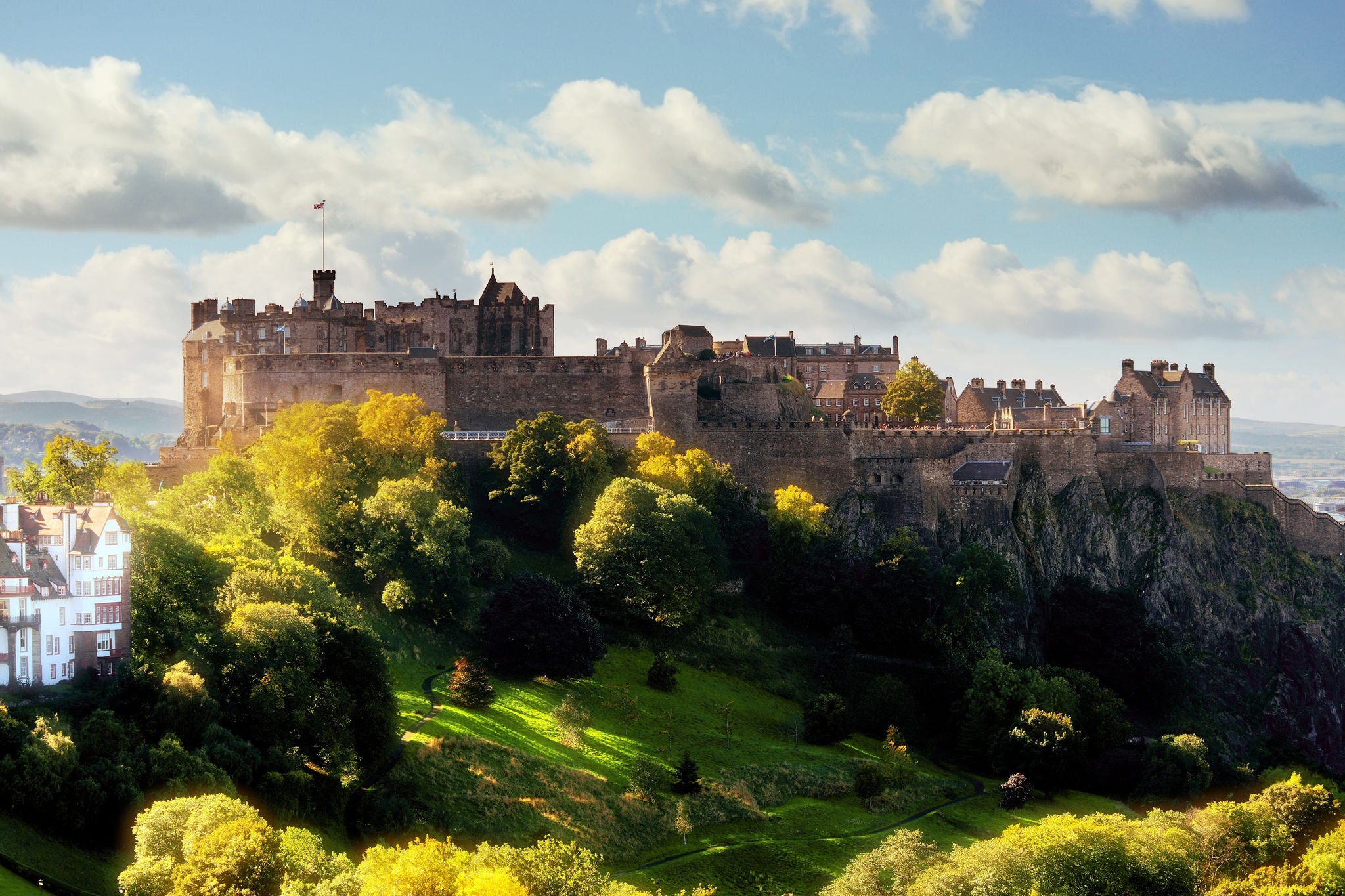 Edinburgh Castle sitting on a hill above the city