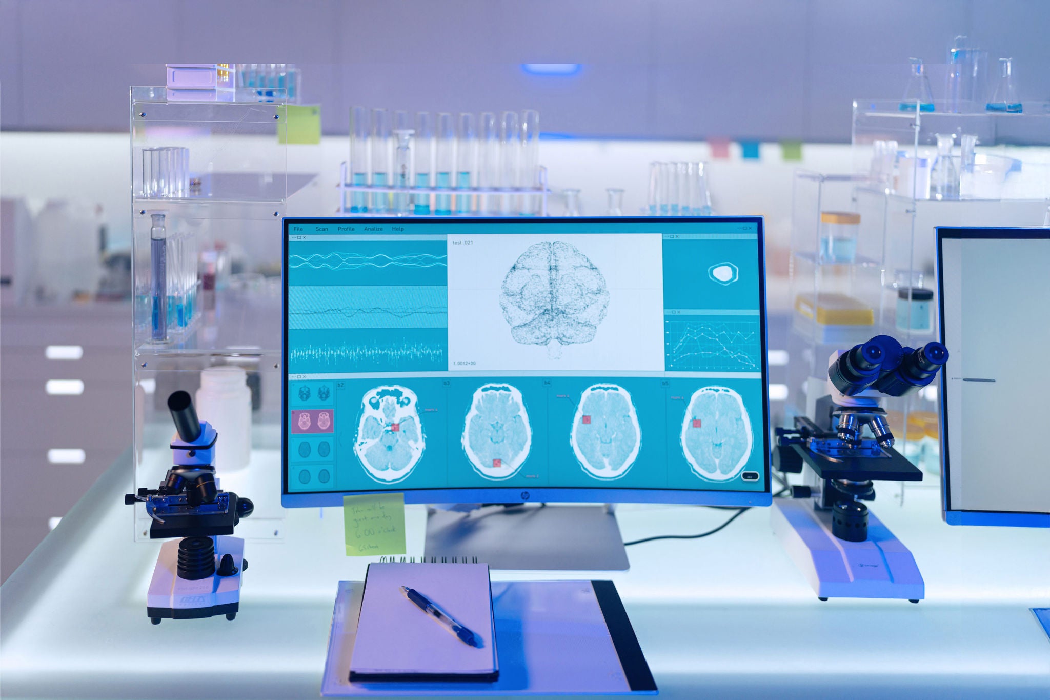 Modern laboratory interior. Neurological Research Laboratory