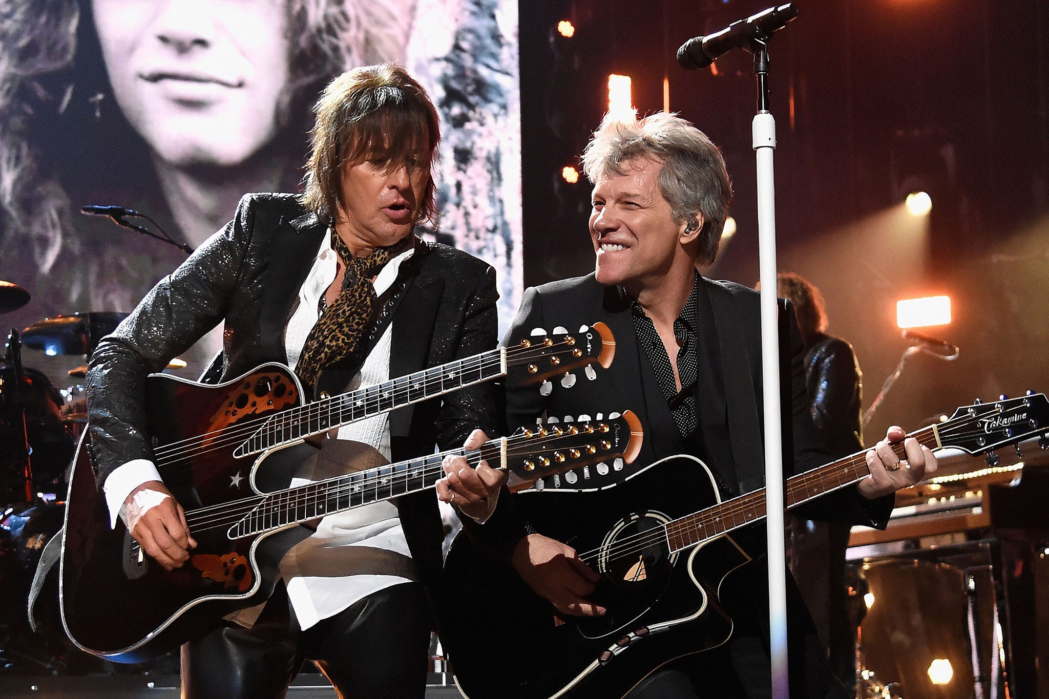 Jon Bon Jovi & Richie Sambora perform at the 2018 Rock & Roll Hall of Fame Inductee ceremony