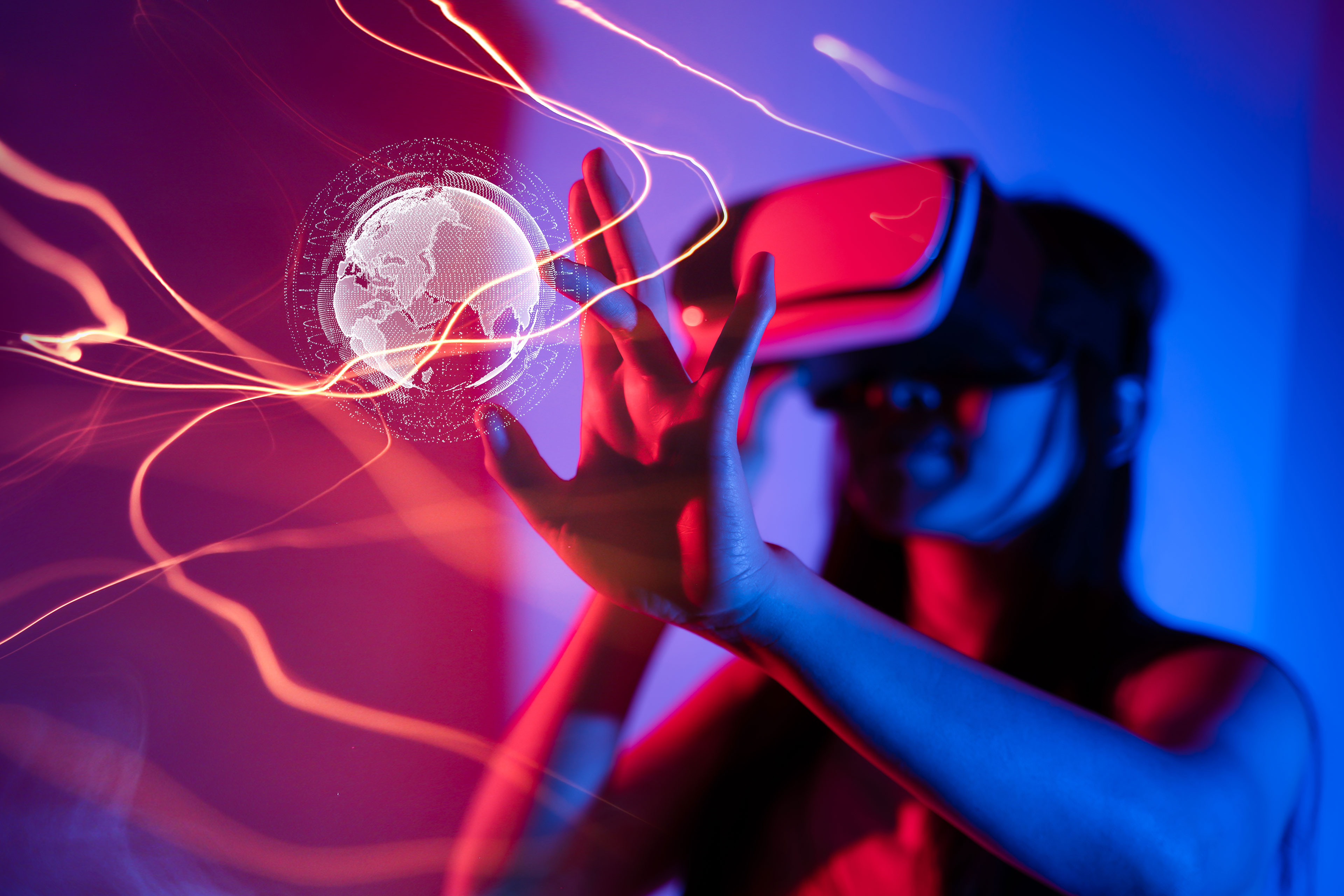 Woman using AR Goggles