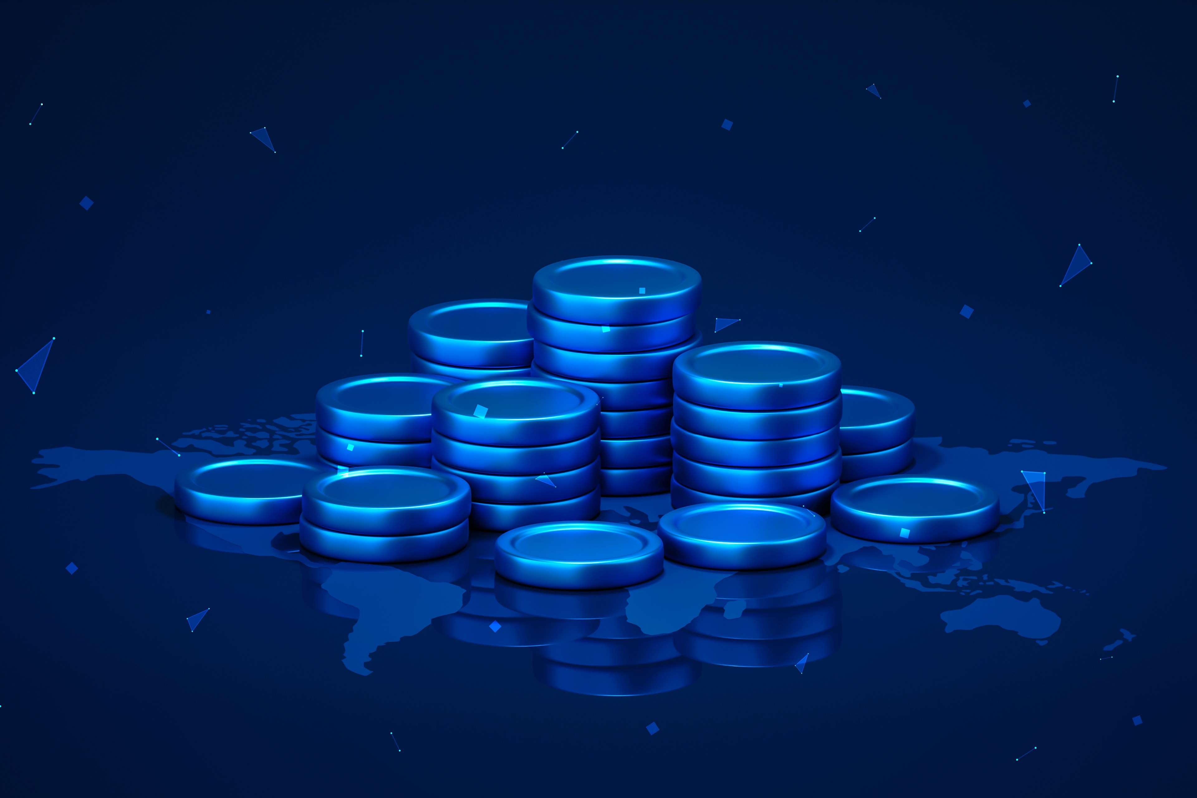 kupa modrých mincí