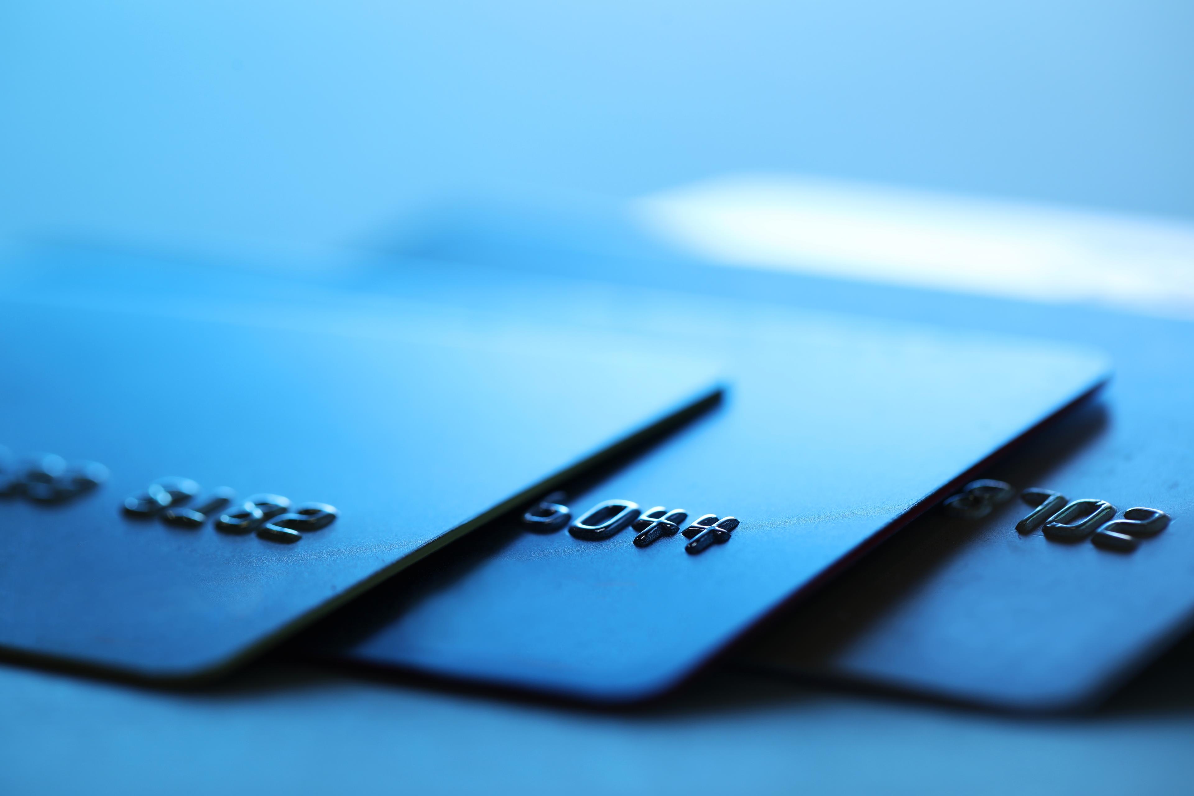 three blue credit cards 