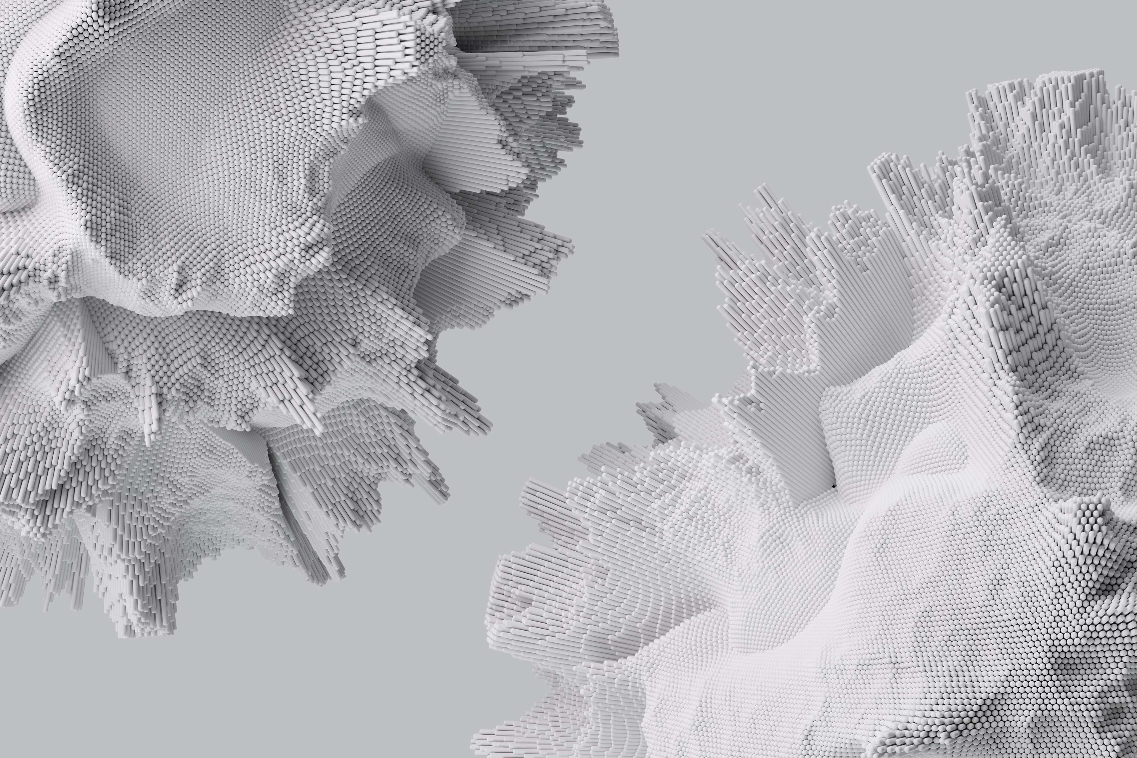 Abstract 3D block formations suggesting digital data clusters and cybersecurity concepts