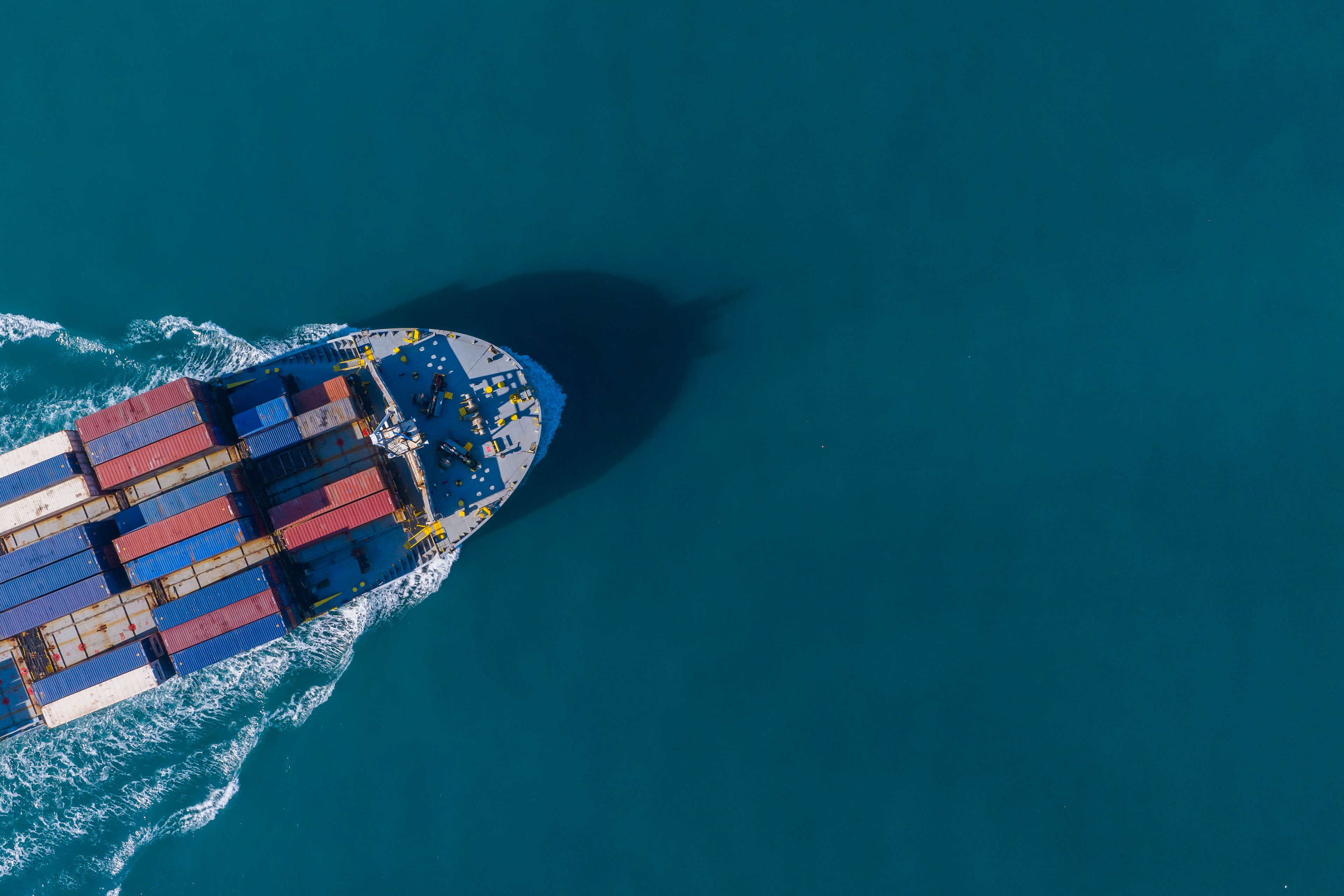 Aerial view container cargo ship maritime freight shipping by container cargo ship.