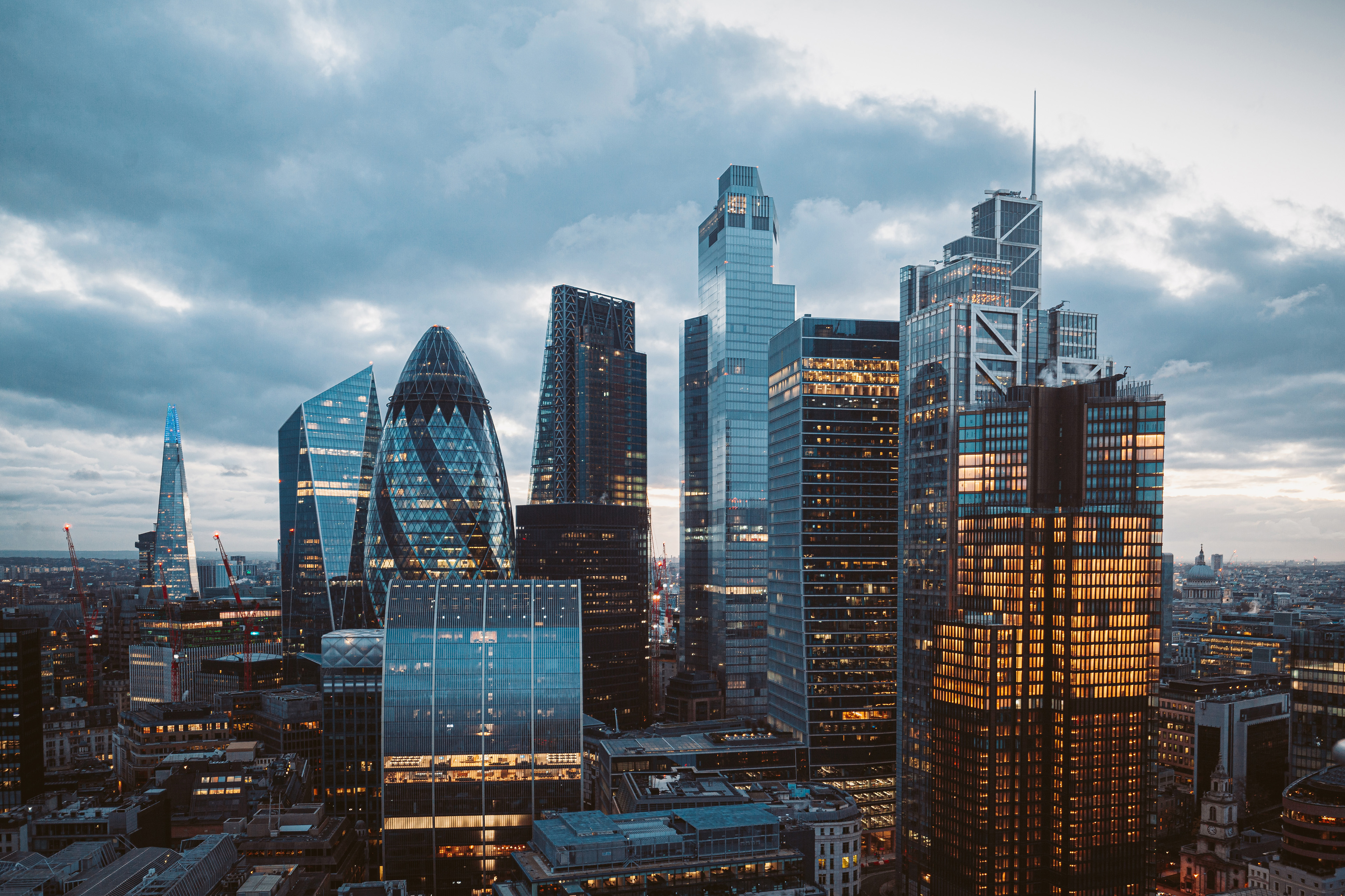 Skyline buildings with a cloud view