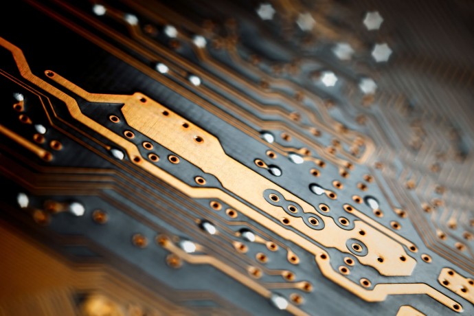 Detail shot of an electronic circuit board