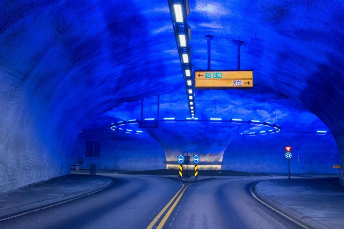 Tunnel round about in Norway