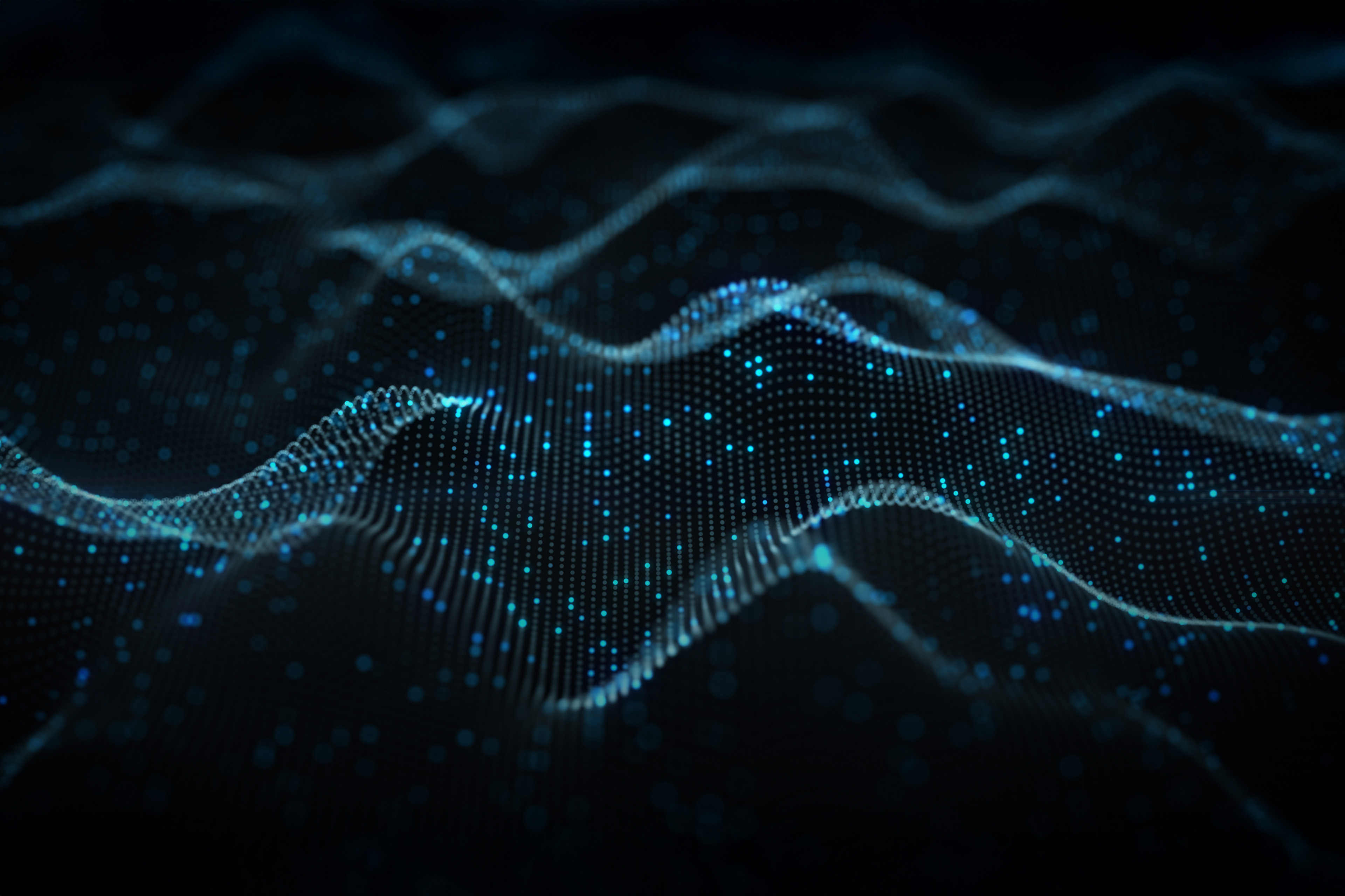 Futuristic blue neural network rendered with DOF