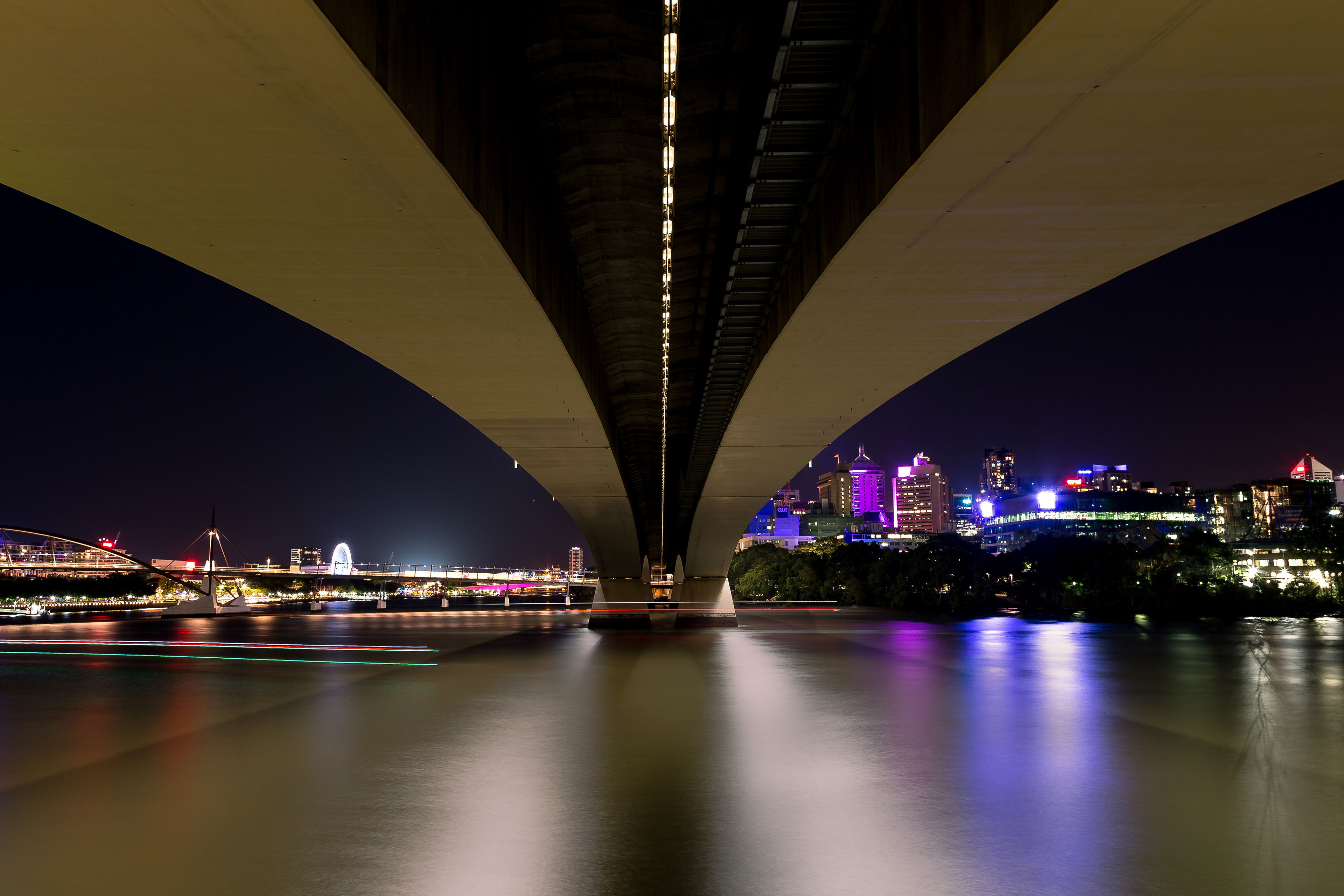 brisbane cbd seen from under bridge