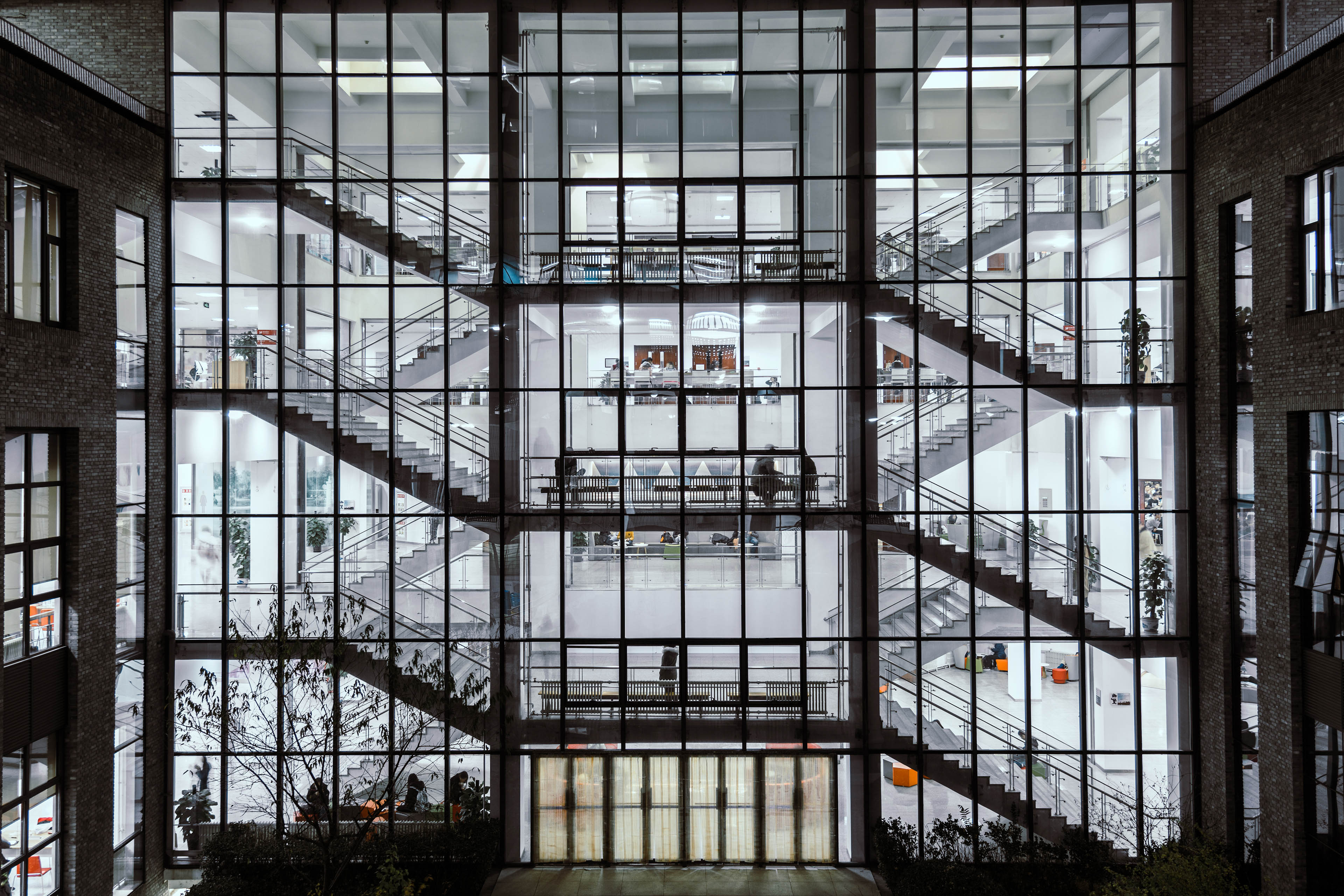 Inside the Office Building at Night