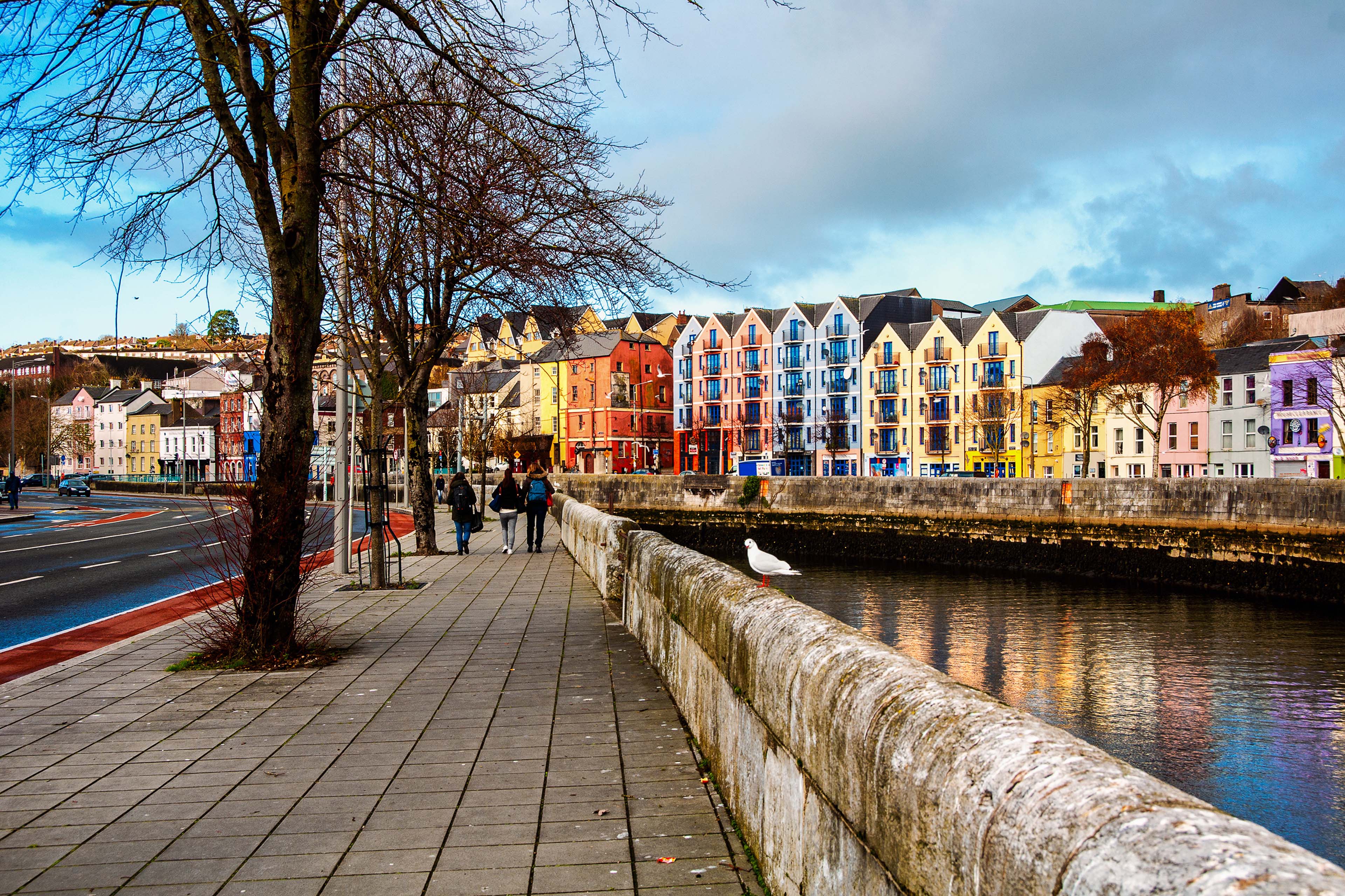 Bank of the river Lee in Cork, Ireland city