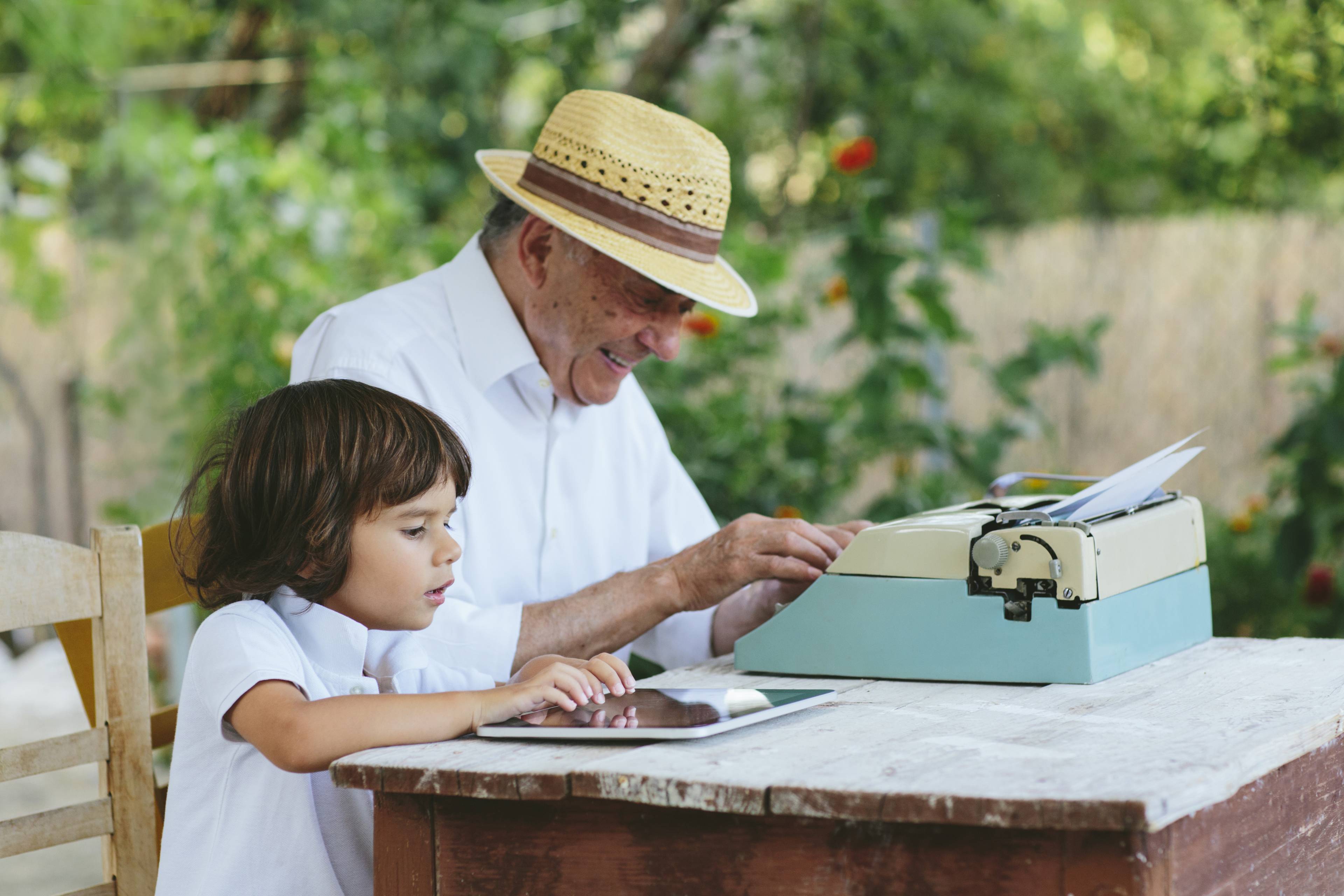 Small boy with his grandfather