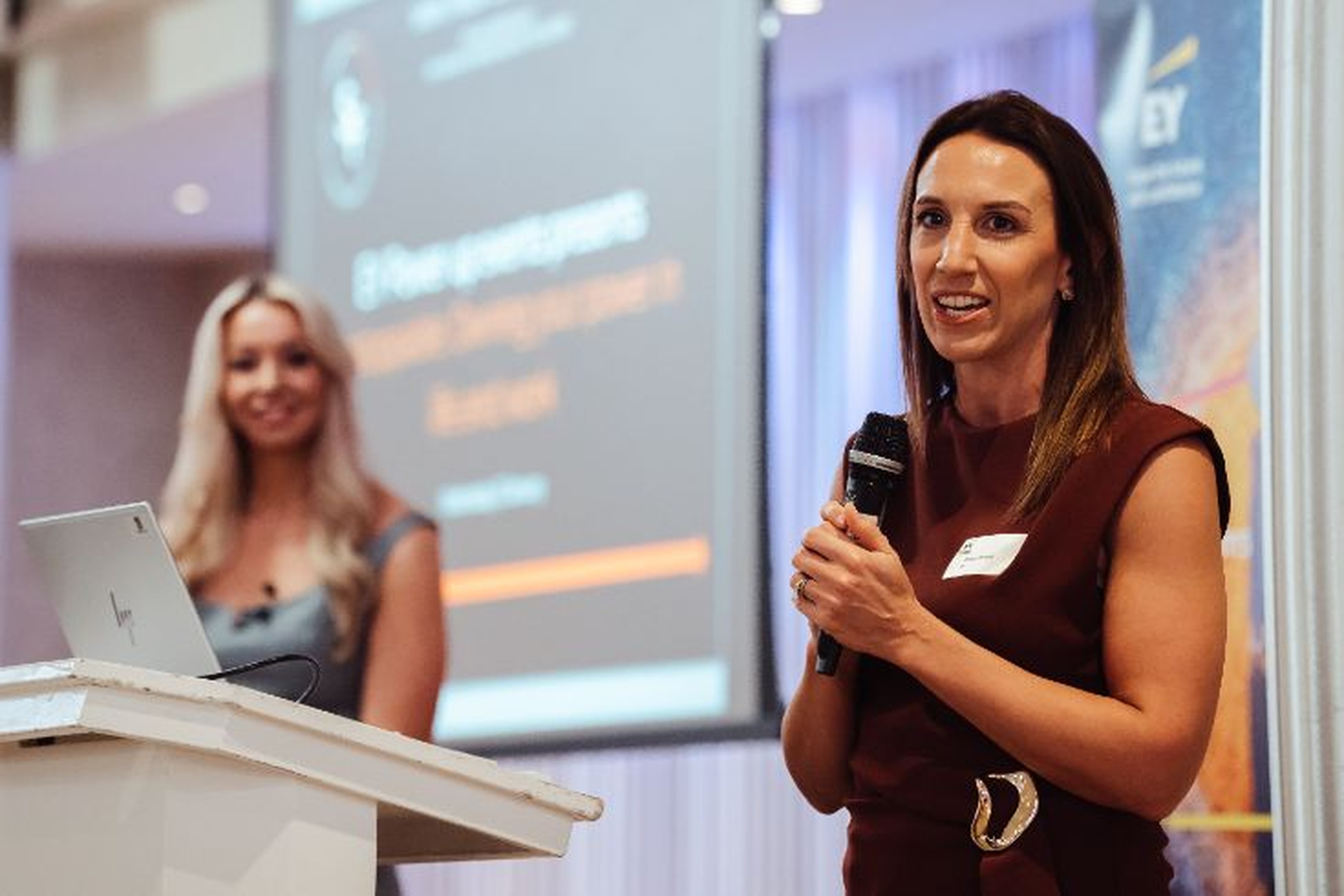 Photograph of Margo Blondel at EY Leadership event