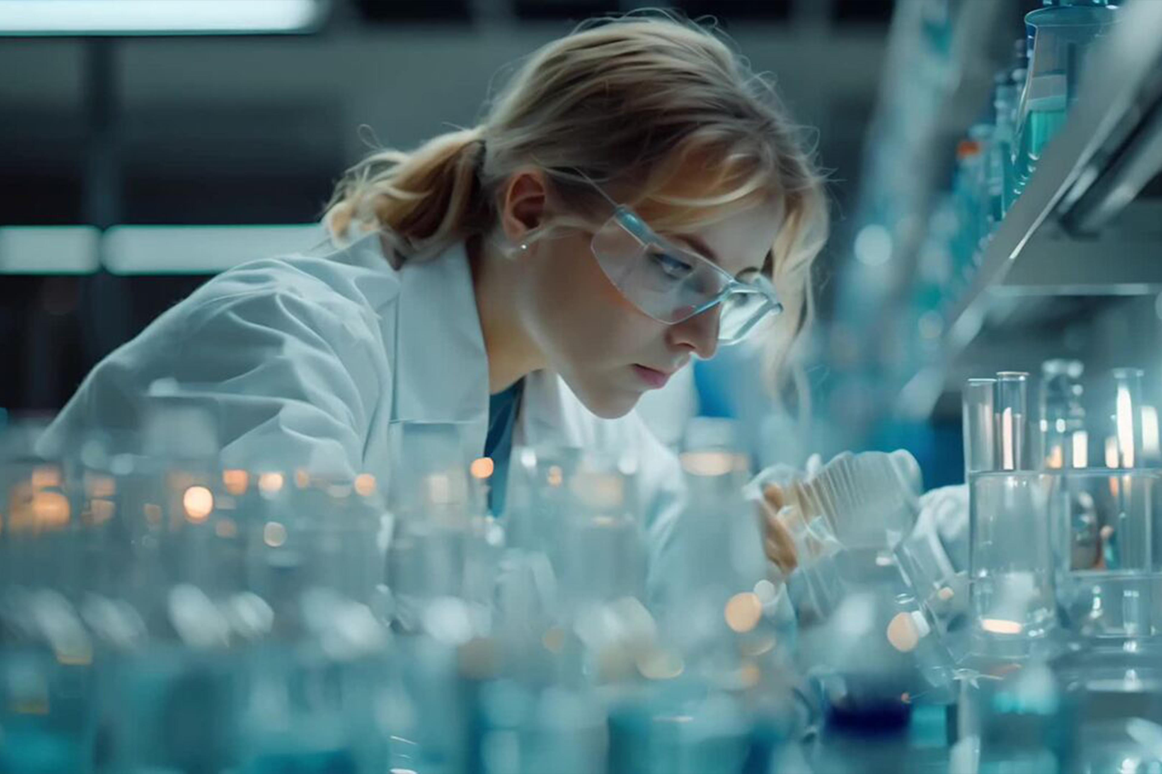 Young female researcher performing scientific experiments