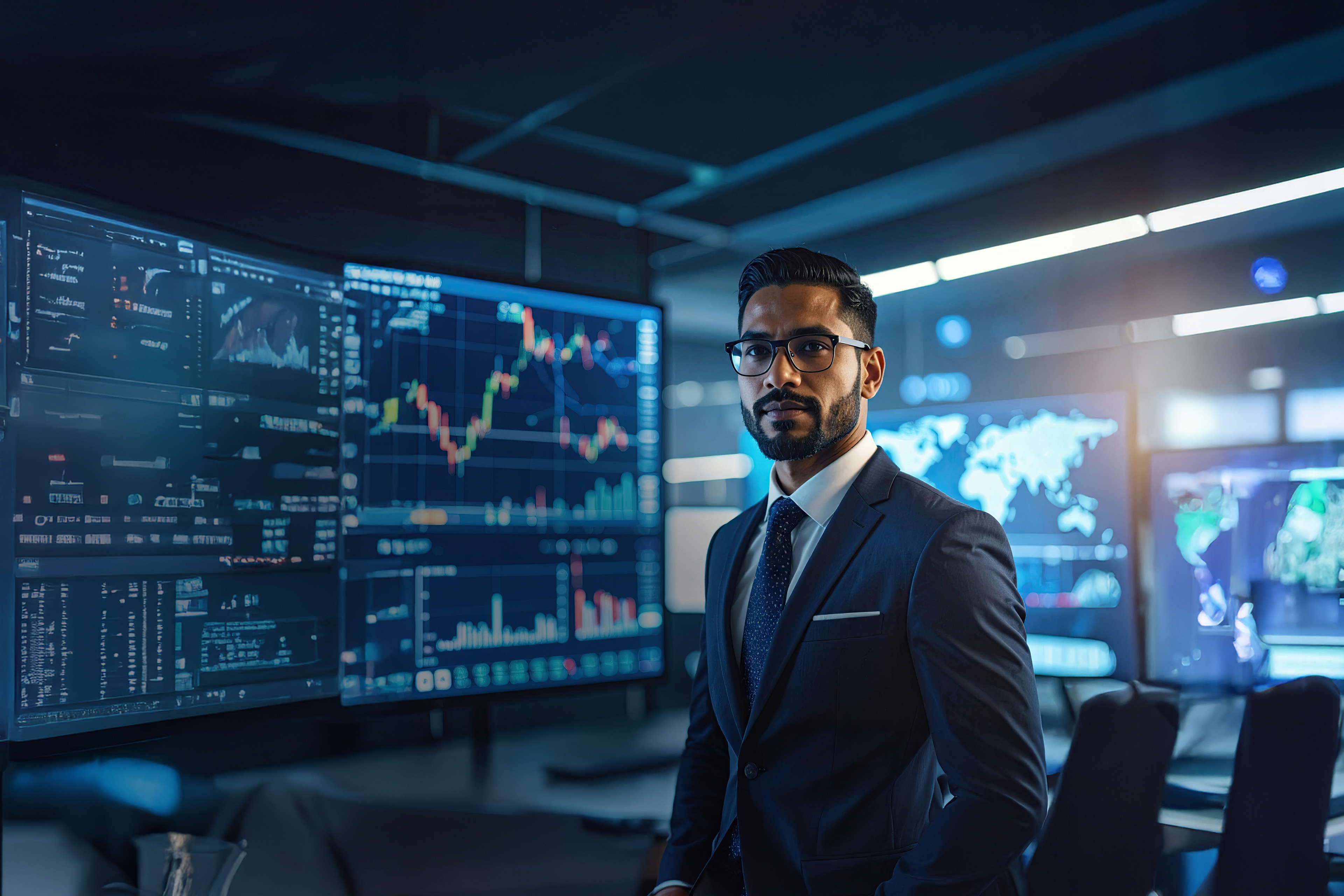 Serious businessman in modern office