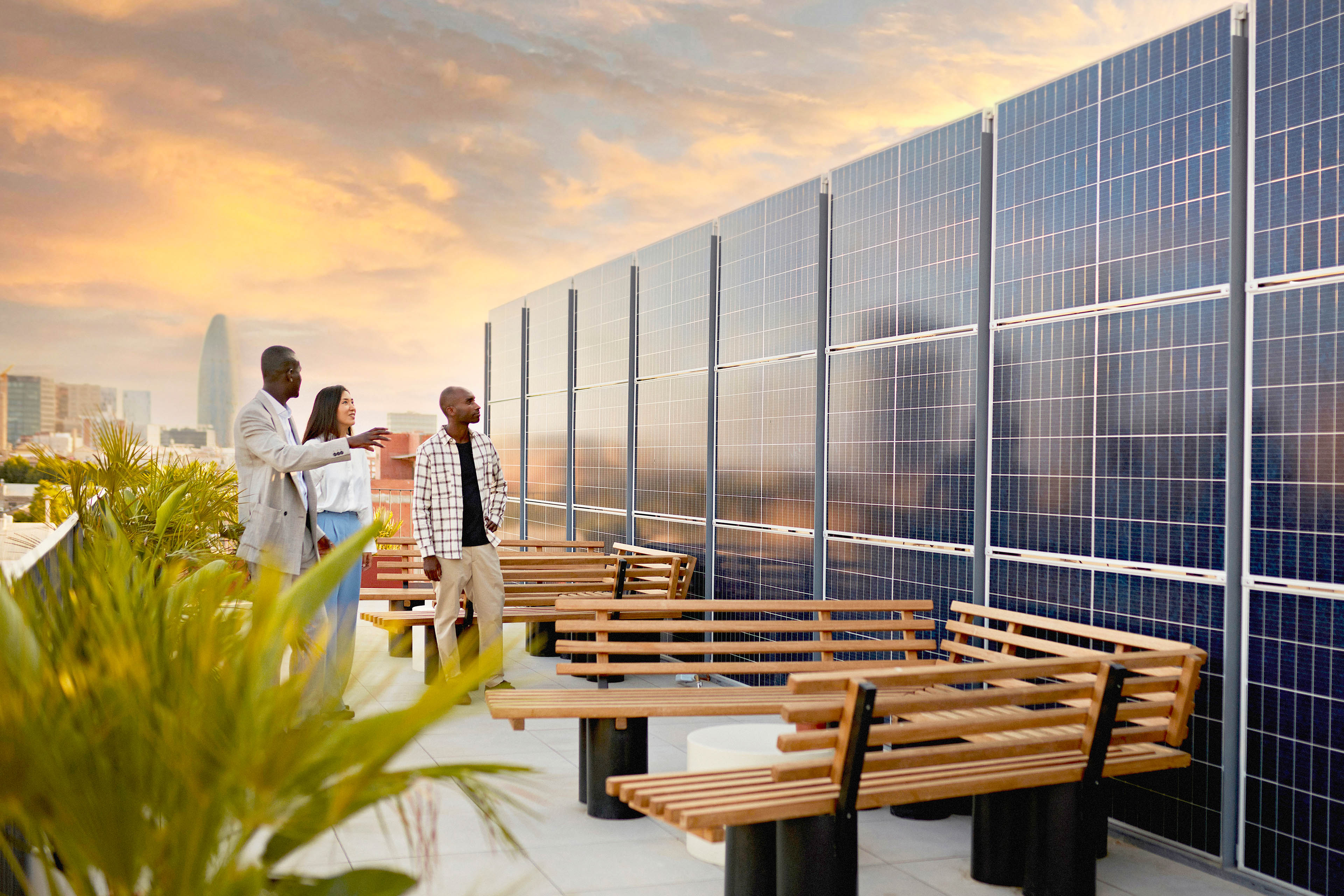 Group of people admiring Solar Energy System