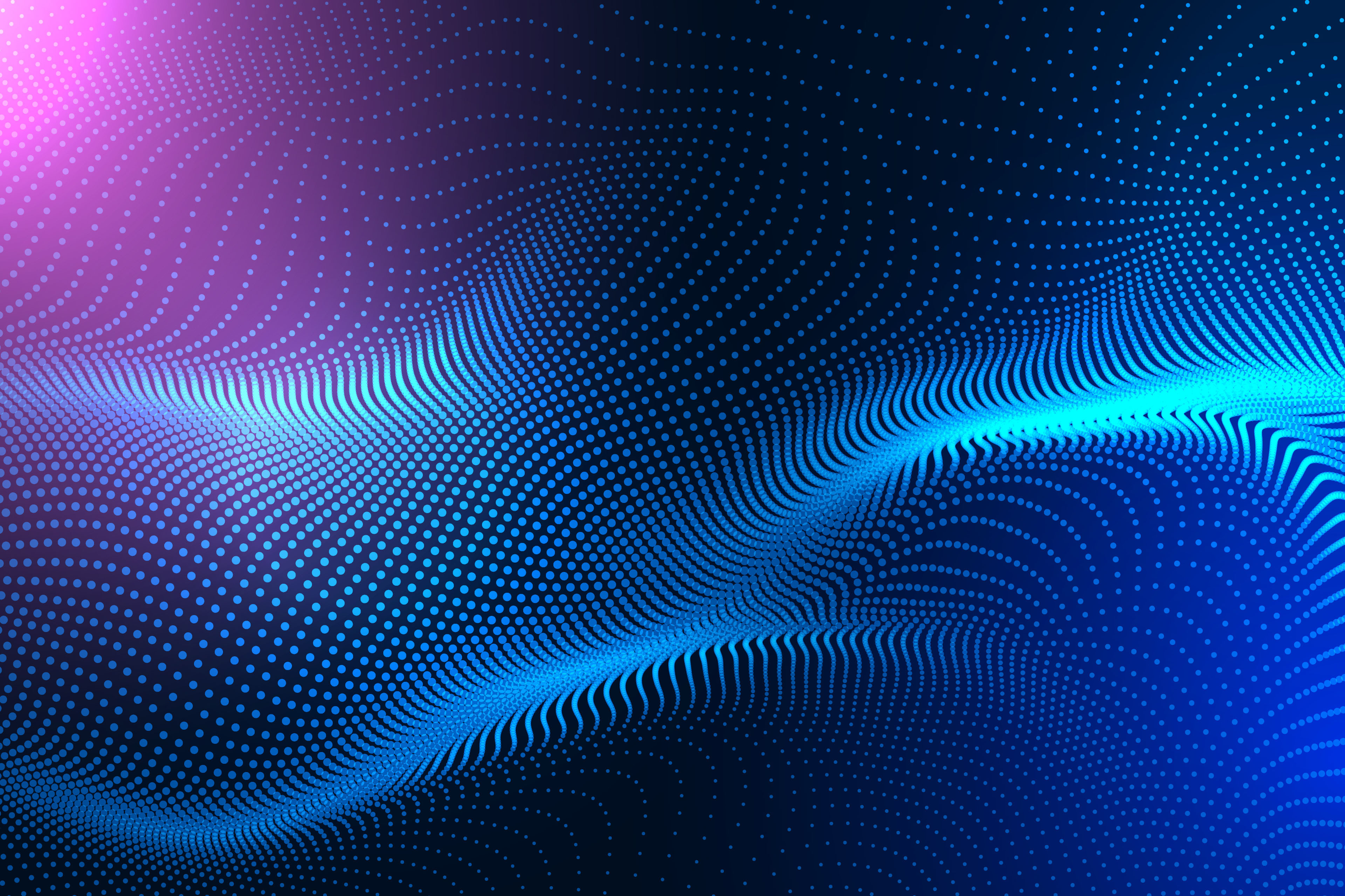 Un arrière-plan abstrait vibrant avec un motif en vagues de points en bleu et violet.