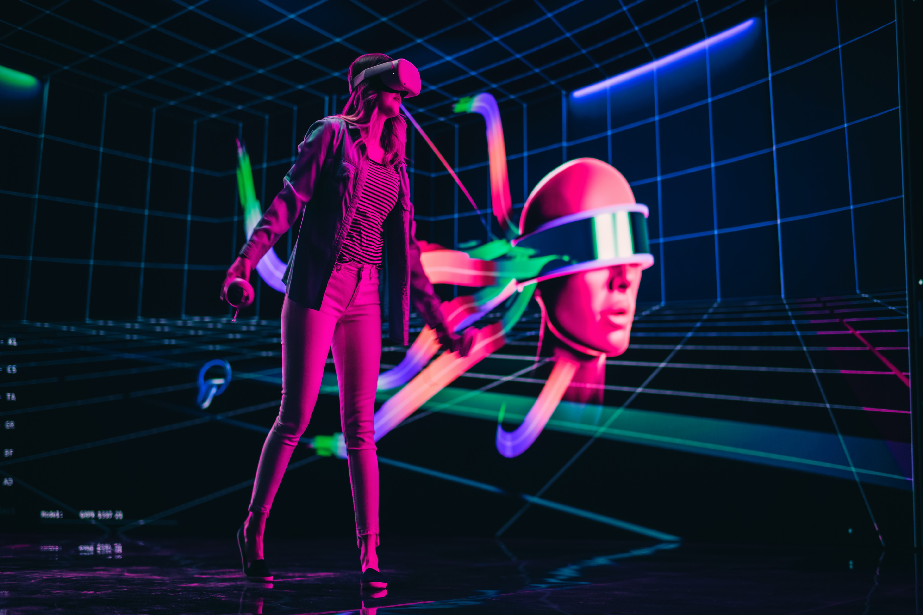 Digital Artist Using VR Software to Create a 3D Piece of Art