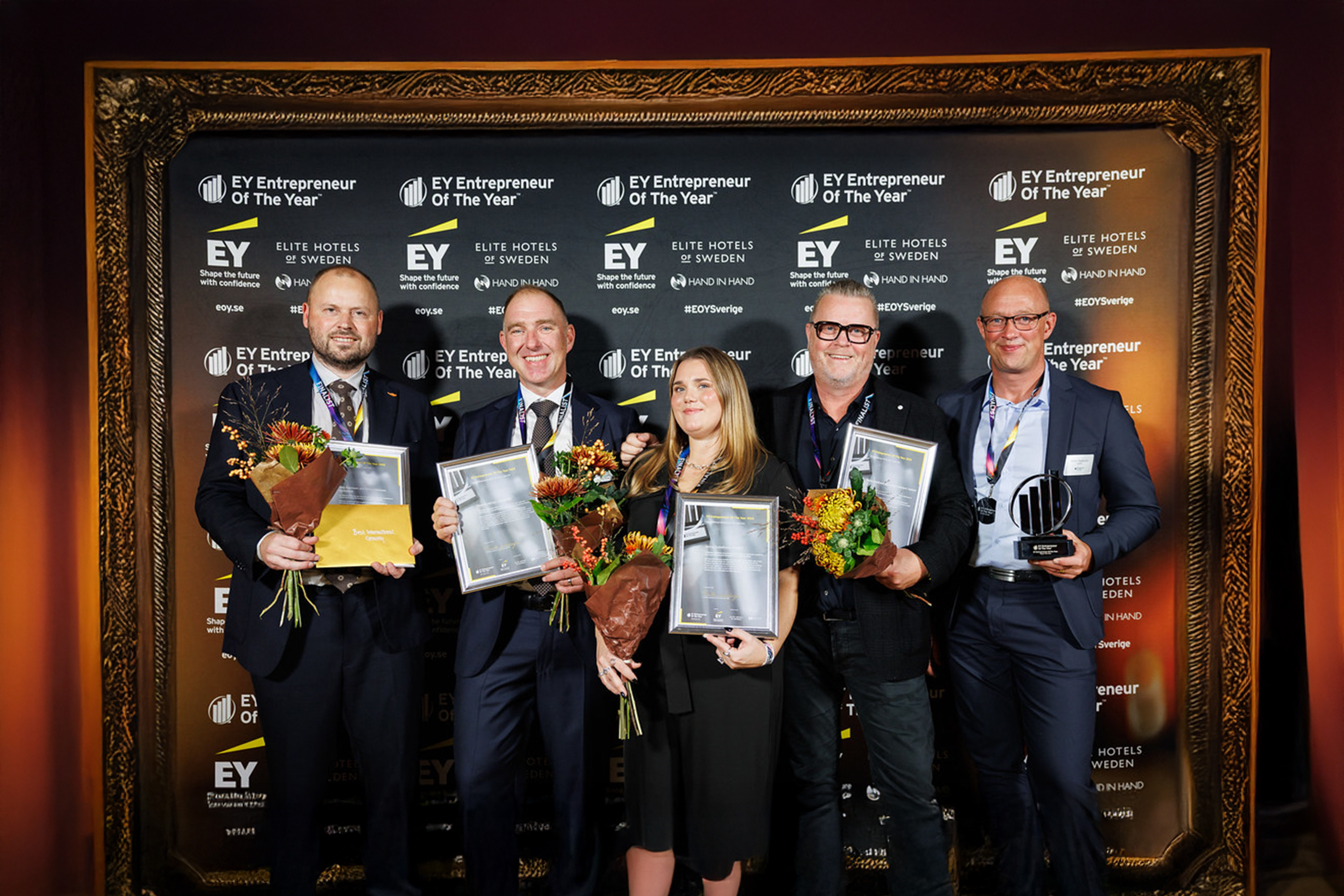 Från vänster: Jens Svensson, Fredrik Mölzer, Jonna Gustafsson, Stefan och Johan Axelsson.