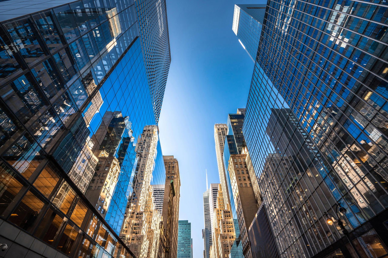 Reflections in the skyscrapers of New York City