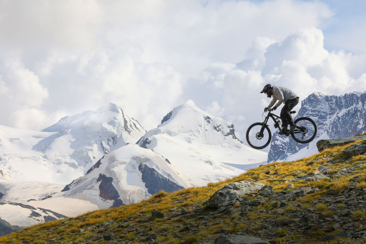 Riding cycle through mountains