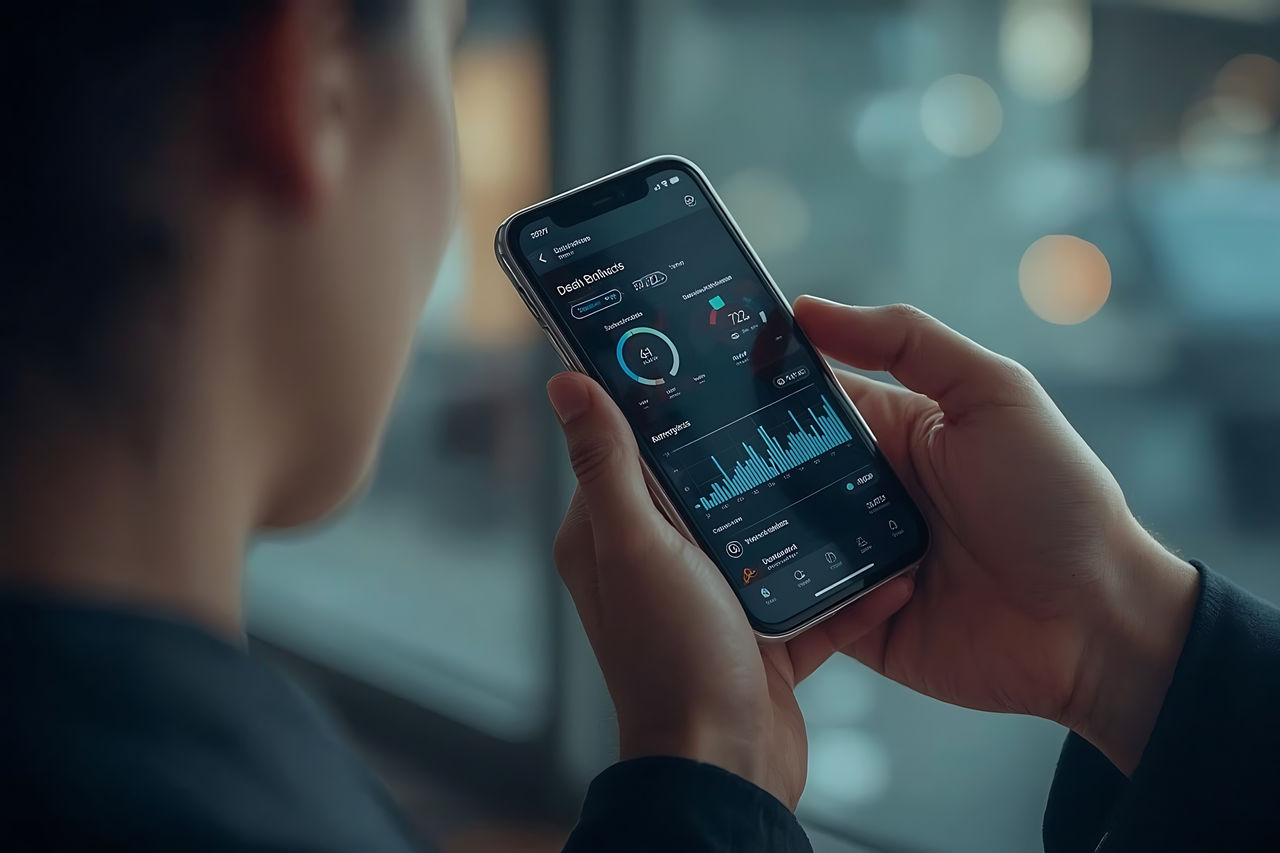 Person nutzt eine mobile App zur Anzeige von Gesundheits- und Aktivitätsdaten.