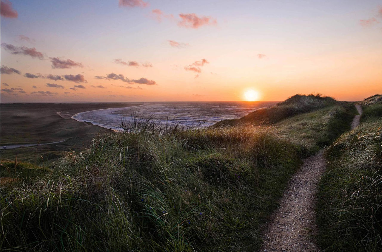 the coast of denmark at sunset